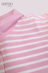 ピンクストライプルーズカラーTシャツ