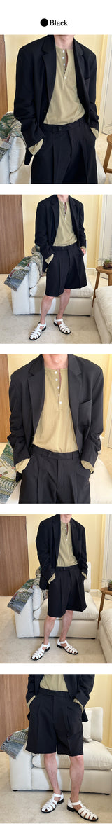 [S/S] Loose fit half set up pants (2color)