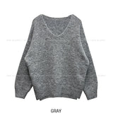 Tiyee slit V-neck unbalance long knit