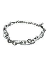  White leather chain layered bracelet