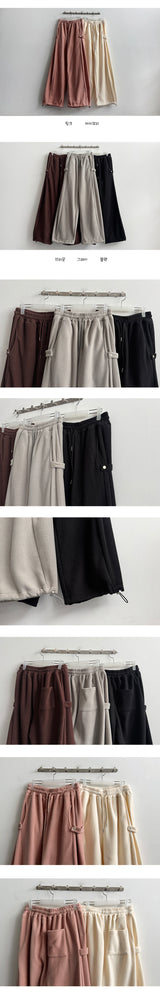 ティズルピンタックスナップファスナーフリースワイドパンツ