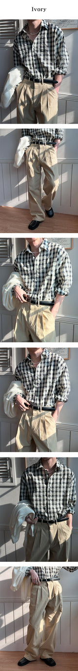 [Unisex] Chic check overfit shirts(3color)