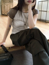 Zver Nagrang color combination see-through short sleeve t-shirt