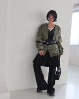 Stripe Layered Shirring Cardigan