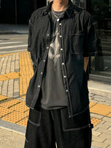 Deep ocean denim set up shirt 2C
