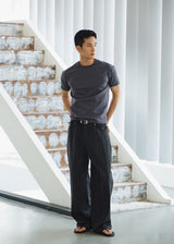 Need stripe wide denim pants(Black)