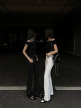 Unbuttoned off snap button slit short sleeve T (4 colors)