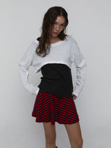 Striped Mini Skirt_Red