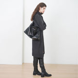 [Haesu Collaboration] Contour Shoulder Bag (Leather Black)
