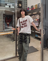 メイクレタリングプリントショートスリーブTシャツ