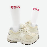USA BORDER SOCKS WHITE RED LOGO