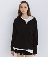 BUTTON BOXY WAFFLE T-SHIRT_TT5S214