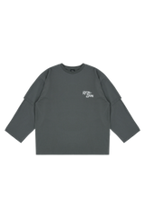 チャコールヴィンテージロックレイヤードTシャツ