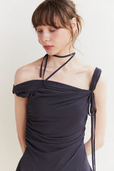 LILY FRILL DRESS charcoal