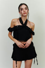 ROSALIE FRILL TOP black