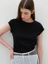 (T-7039)LAYLA PICOT STITCH SLIM TEE