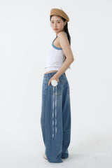DEEP NECK SLEEVELESS TOP_SKY BLUE-WHITE