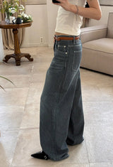 Wide stripe denim pants(2color)