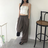 Aze lace ribbon button sleeveless blouse