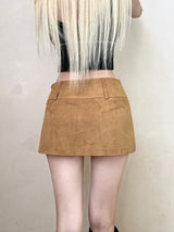 1386. Suede low pocket mini sk (2color)