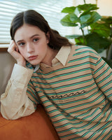 STRIPE LOGO T-SHIRT [BEIGE]