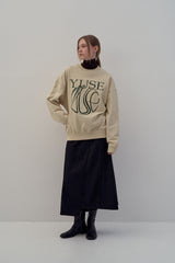 SWEATSHIRT EARTHYUSE NEEDLEWORK - CREAM