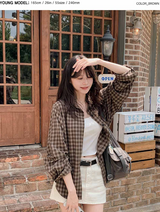 #Brownie Check Overfit Shirt (2color)