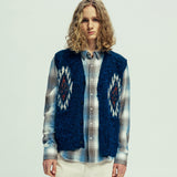 chimayo pattern brushed knit vest navy