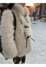 Ivory Poodle Fur Ribbon Half Coat