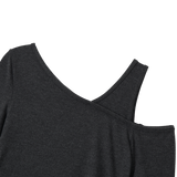 Cutout Layered Long Sleeve Tee - CHARCOAL