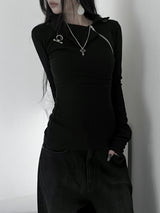 high neck zipper polar T (2color)
