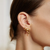 gold flat small huggie 14k gold plating + 925 silver earrings E062-02G