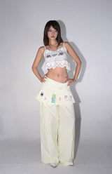 eatmeplz Original Printed Work Pants Short Skirt Two-Way Wide Pants