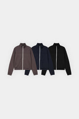 Jersey high-neck zip-up