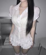 lace puff blouse (2colors)
