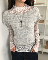 ドアリップネックショートスリーブニット