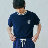 ballast athletic ringer knit sweat navy