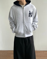 NY Crop Embroidered Zip-Up Hoodie