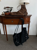 Belted Buckle Cross Double Strap Big Shoulder Bag (3 Colors)
