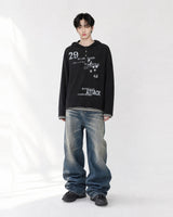 (UNISEX) アタック ヘンリーネック フーデッド ロングスリーブ