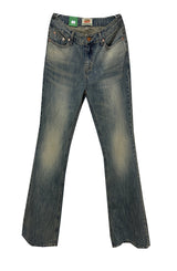 COFFEE BEAN LOOSE-FIT SEMI-WIDE YELLOW LIGHT BLUE BOOTCUT