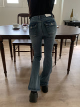 Serin Back Pocket Brush Slim Fit Low Bootcut Long Pants (2 colors)