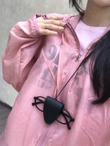 Peach Club Unbalance Shirring Summer Hood Windbreaker 