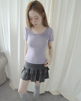 SUGAR SHIRRING SLIM SHORT SLEEVE T-SHIRT