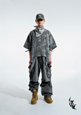 6X Zipper Detail Cargo Denim Pants (Light grey)
