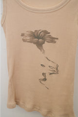 Color Flower Ribbed Sleeveless (Beige)