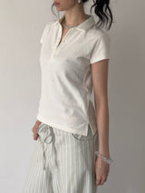 dancing orchid standard slim-fit PK T-shirts (ivory) 2sizes