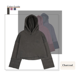 PIGMENT CUTTED CROP HOODIE_CHARCOAL