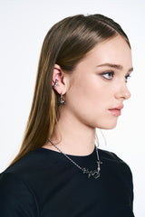 NO.558 [SILVER] HEART CUBIC SPRING EARCUFF
