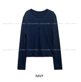 Koi Basic Button Henley Neck Long Sleeve